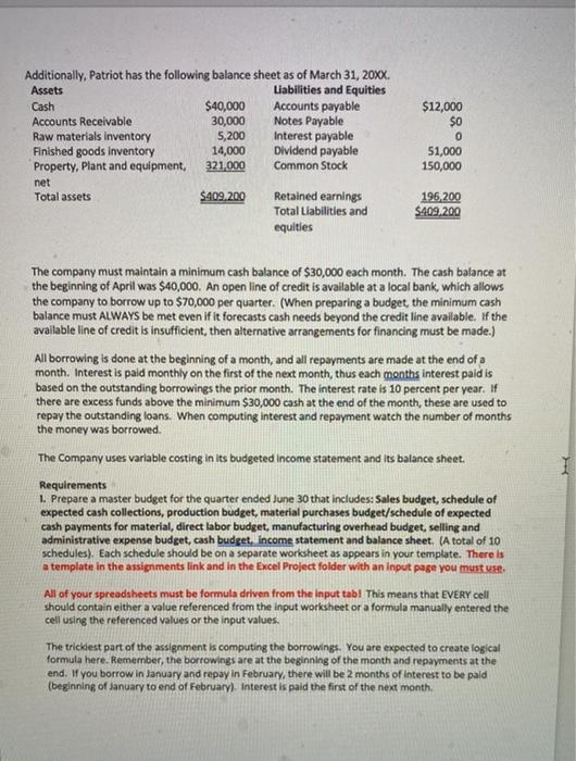 teacher, please help me Budgeting Project - Basic Instructions The project should