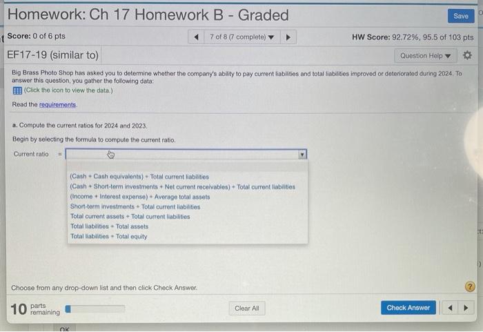  Homework: Ch 17 Homework B - Graded Save et Score: 0