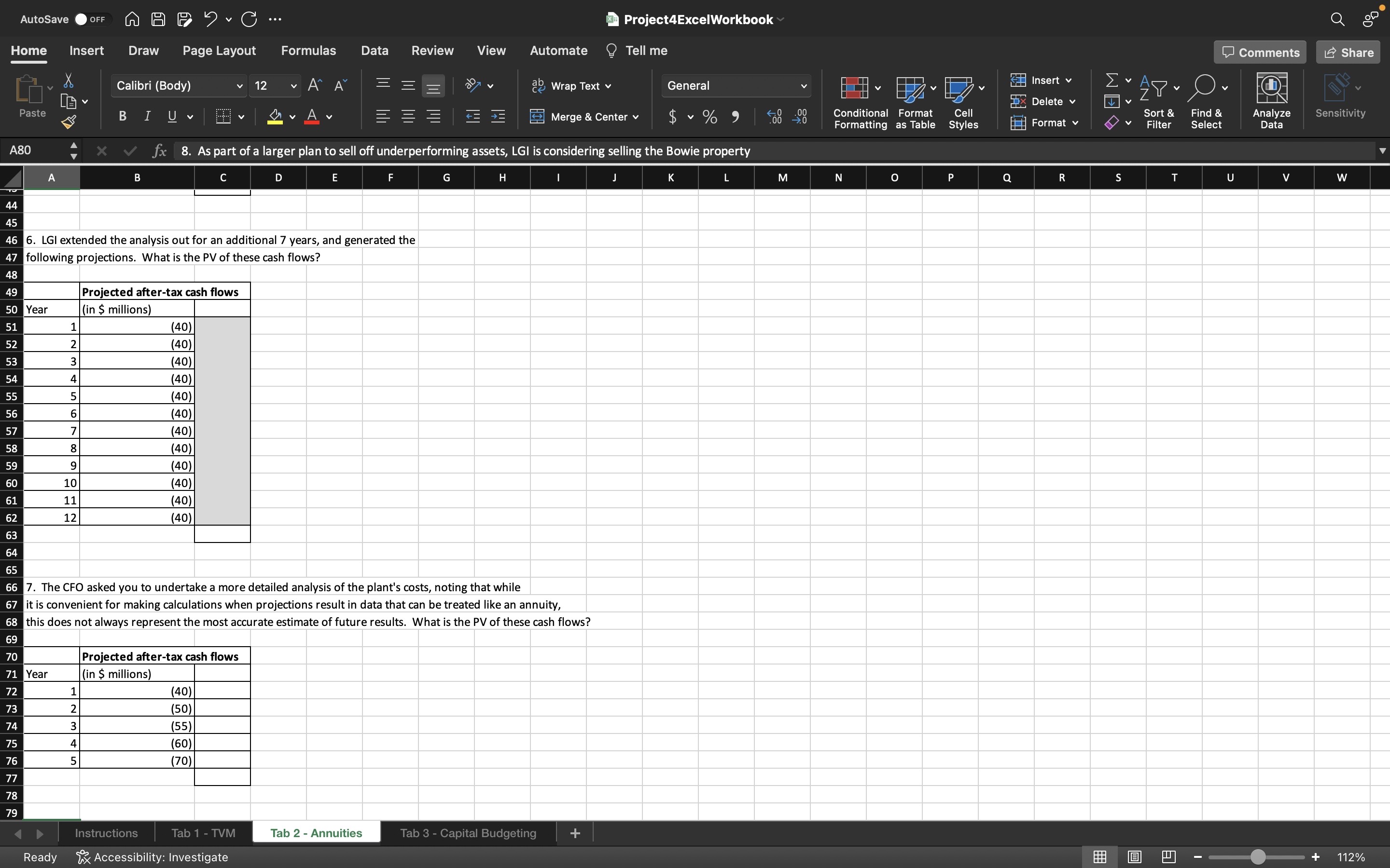 profits. Tab 1 contains a series of exercises on the concept of