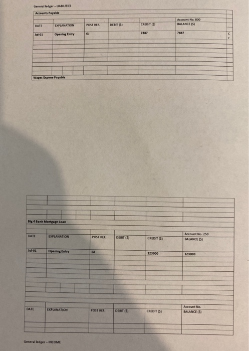 file which contains the General Journal and Ledger Accounts. The necessary accounts