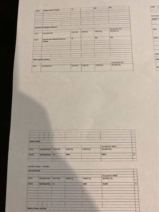 information into the excel spreadsheet provided. The opening and reversing entries have