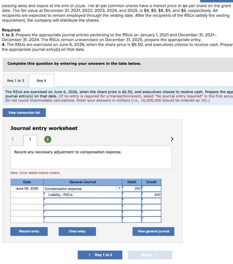 RSUs As part of its stock-based compensation package, on January 1, 2021,