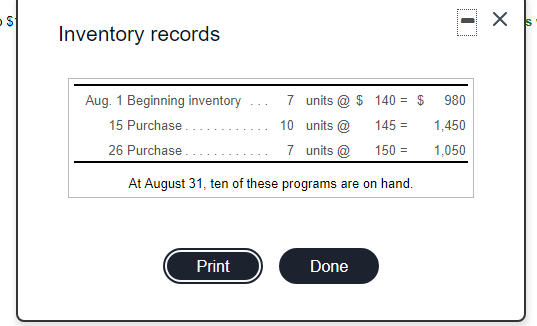 following at August 31, 2020: E (Click the icon to view the