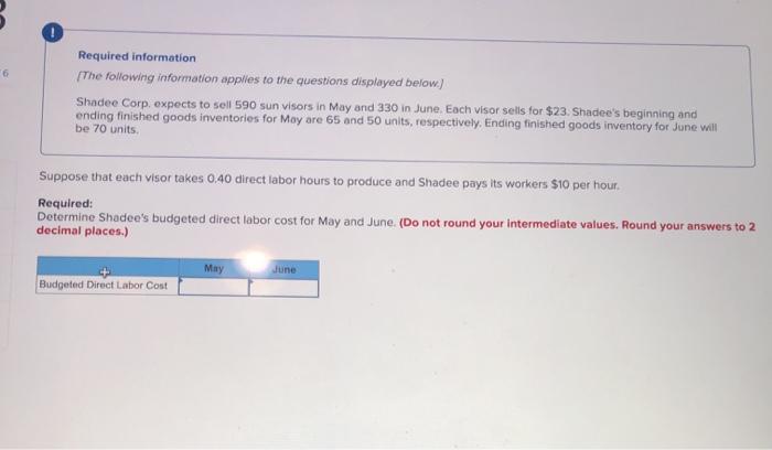 0 2016 Required information The following information applies to the questions displayed