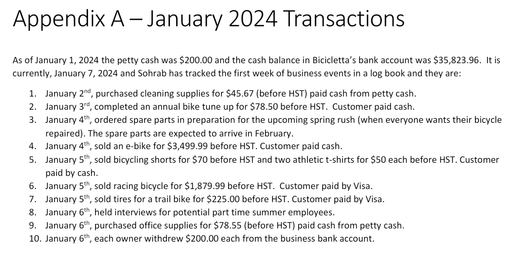  Please journal these in a spreadsheet with dr. and cr. with