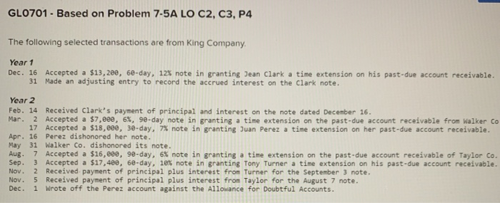 Tony Turner a time extension on his past-due account receivable. Nov. 2