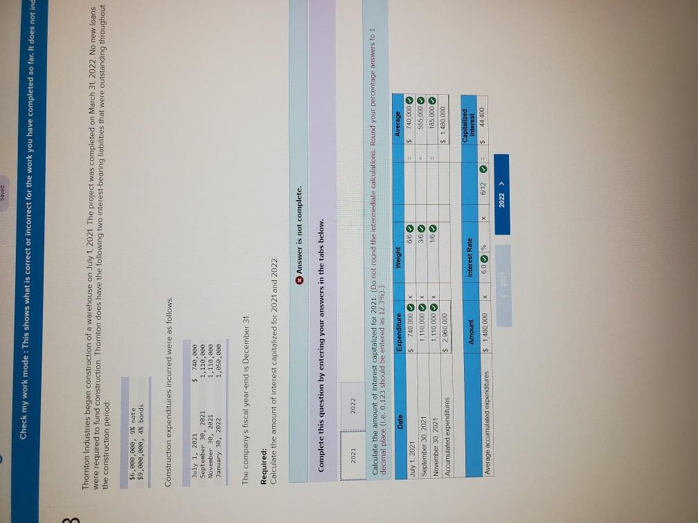 : This shows what is correct or incorrect for the work you