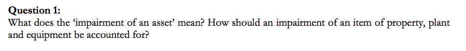  Question 1: What does the impairment of an asset mean? How