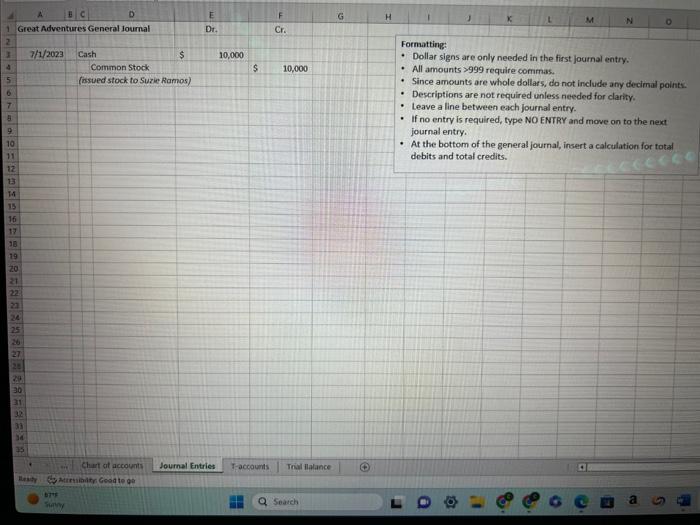  Formatting: - Dollar signs are only needed in the first joumal