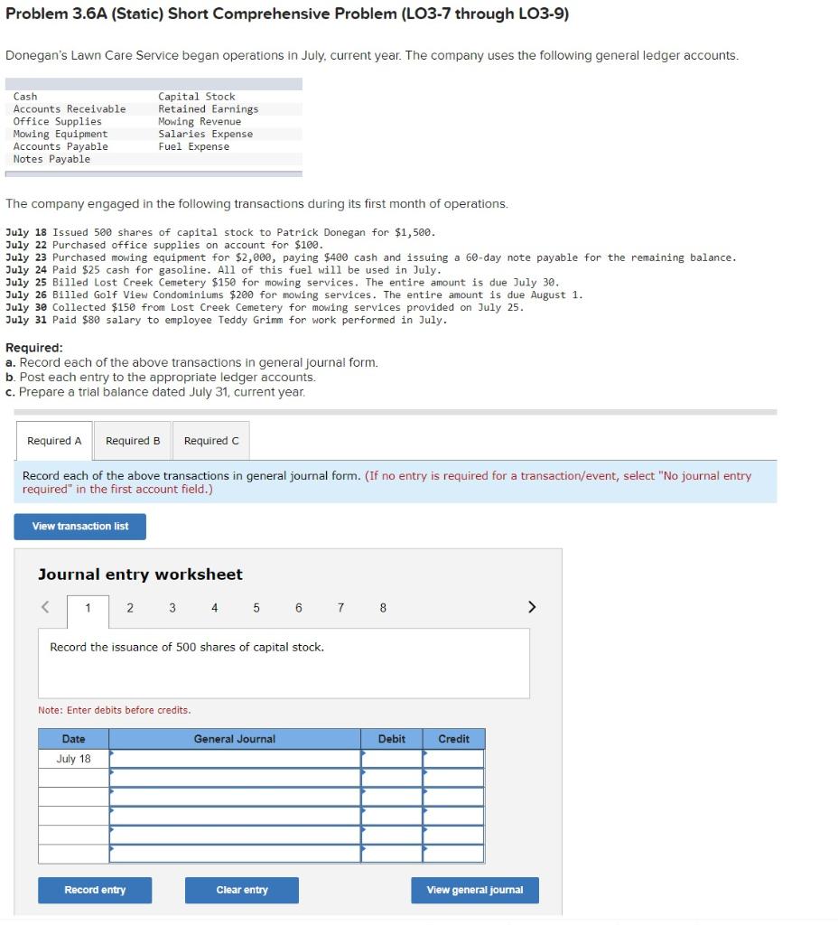  Problem 3.6A (Static) Short Comprehensive Problem (LO3-7 through LO3-9) Donegan's Lawn