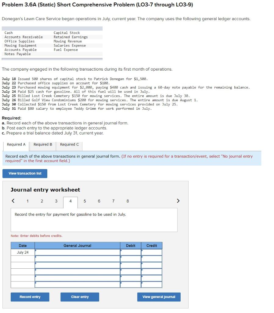 Payable Notes Payable Capital Stock Retained Earnings Mowing Revenue Salaries Expense Fuel