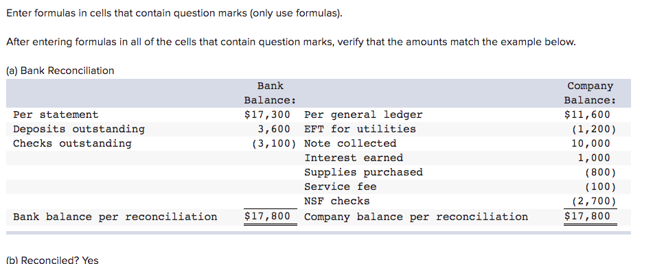  Enter formulas in cells that contain question marks (only use formulas).