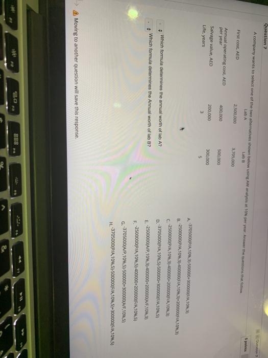 B. What is the B/C ratio of alternative 17 E. What is