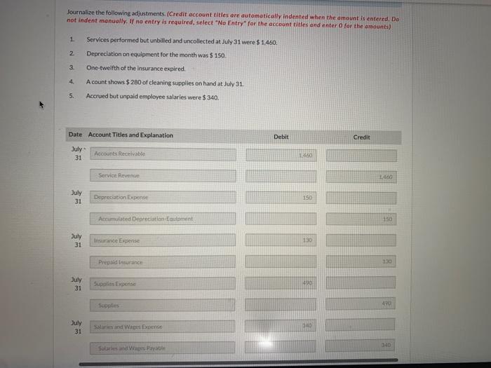 Paid $ 1.560 cash on a 1-year insurance policy effective July 1.