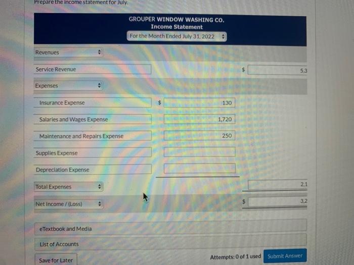 month Owner withdrew $ 520 cash from the company. 20 21 25
