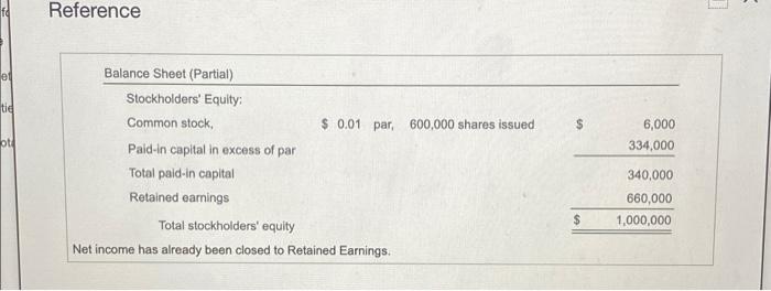  fo Reference 01 tid $ 6,000 334,000 ot! Balance Sheet (Partial)