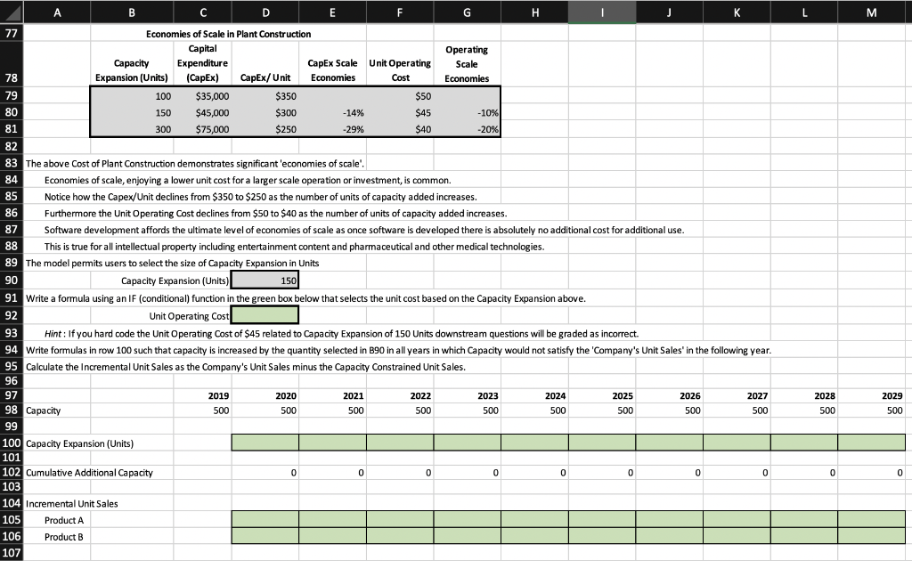 A B 77 D Economies of Scale in Plant Construction E F