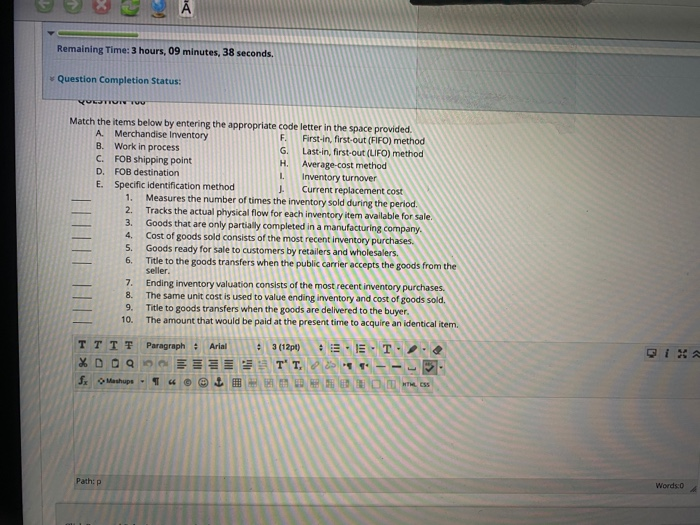 emaining Time: 3 hours, 11 minutes, 46 seconds. uestion Completion Status: 0.140,000.