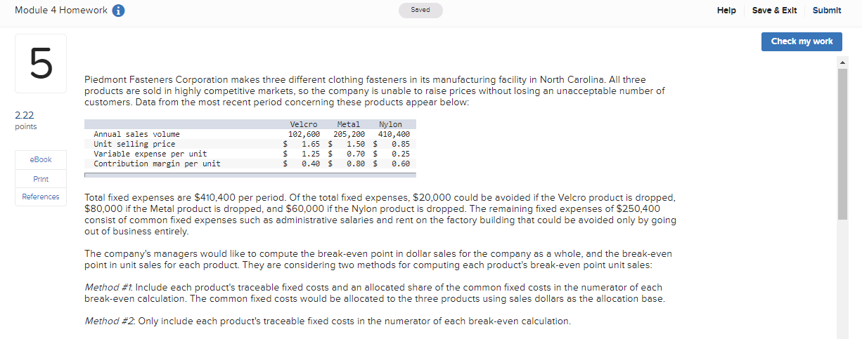 THIS QUESTION HAS 5 PARTS, PLEASE ANSWER ALL !!!! Module 4 Homework