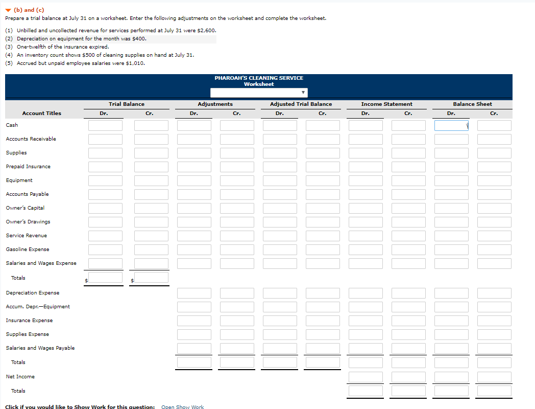 Cleaning Service on July 1, 2020. During July, the following transactions were