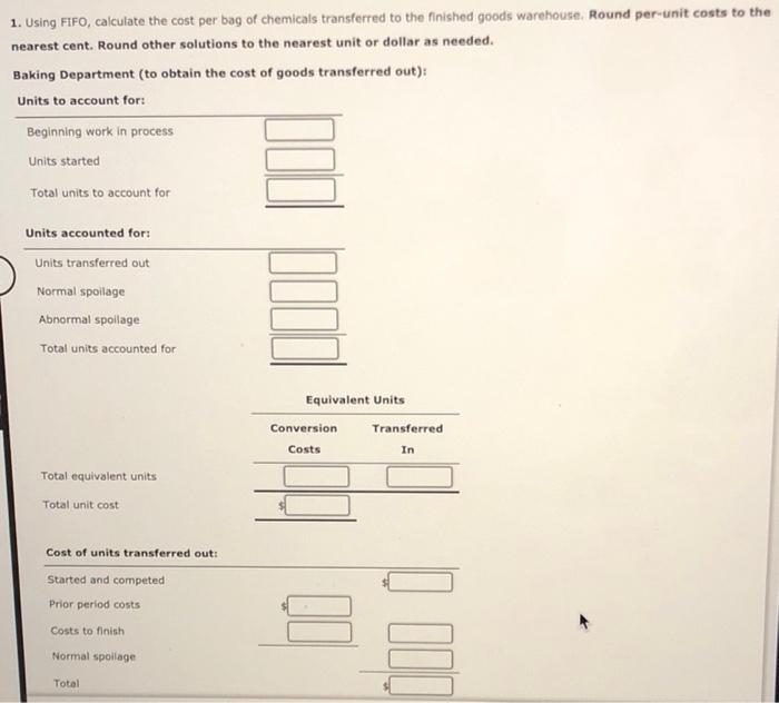 Measures, Multiple Departments Grayson Company produces an industrial chemical used for cleaning