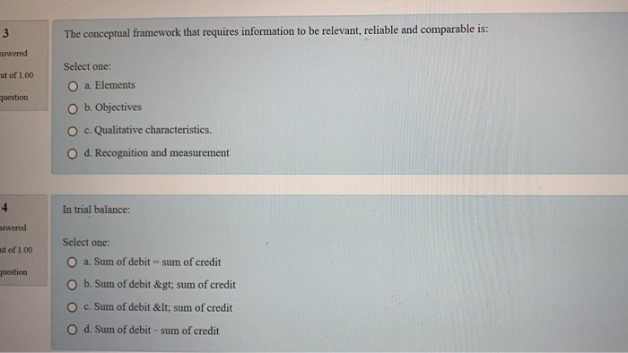  Please just send the correct choice The conceptual framework that requires