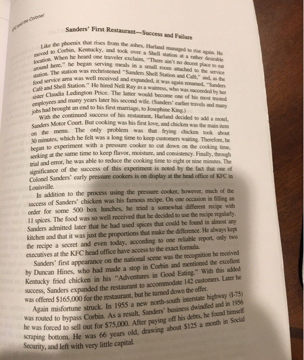 Sanders. The Colonel," however, was not a real colonel and Sanders was