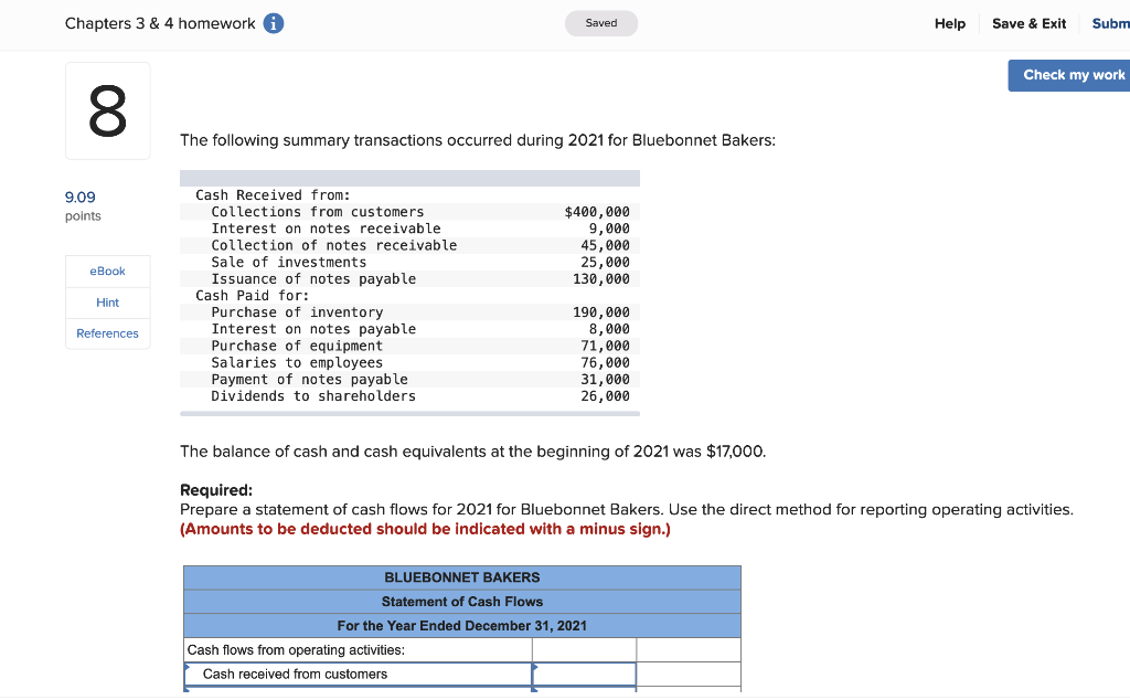 Chapters 3 & 4 homework ( Saved Help Save & Exit