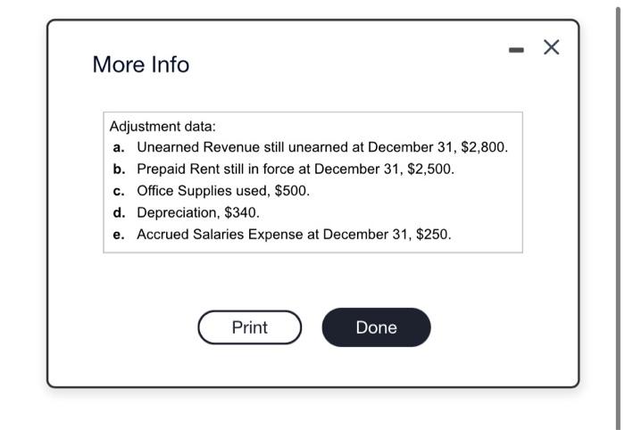 using the balances from the unadjusted trial balance. 2. Prepare an adjusted