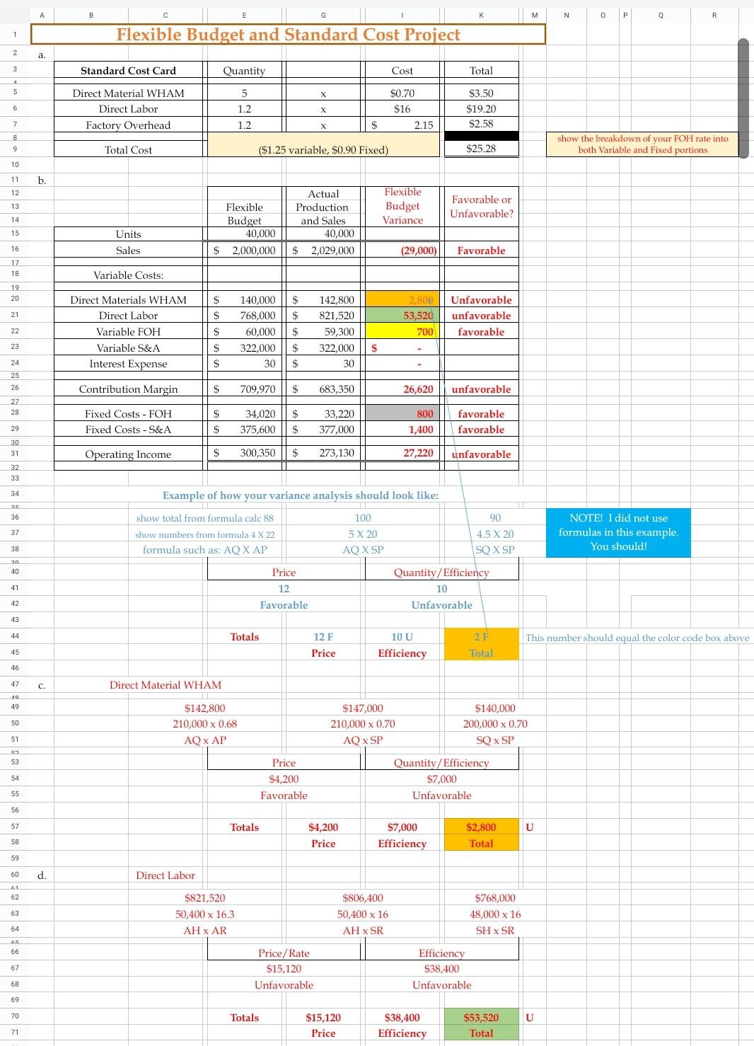 I need help completing e, f, g, h. Formulas would be