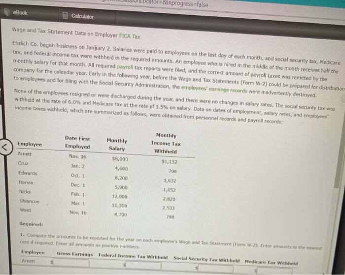  D ucator=inprogress=false eBook Calculator Wage and Tax Statement Data on Employer