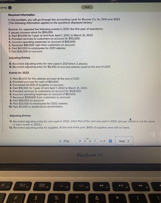  oints) Seved Required information In this problem, you will go through