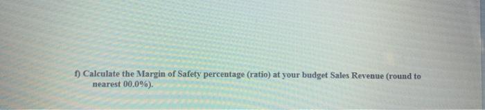 forecast (budget) Income Statement and Cost-Volume Profit information for December 2020. All