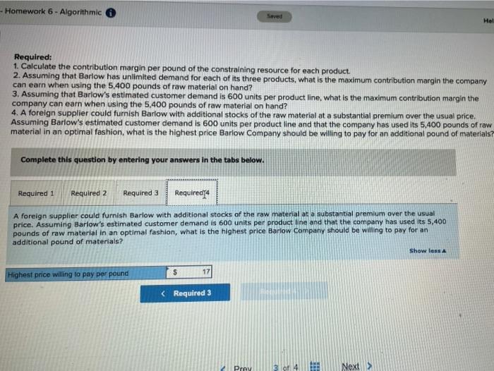 products-A, B, and C. The selling price variable costs, and contribution margin