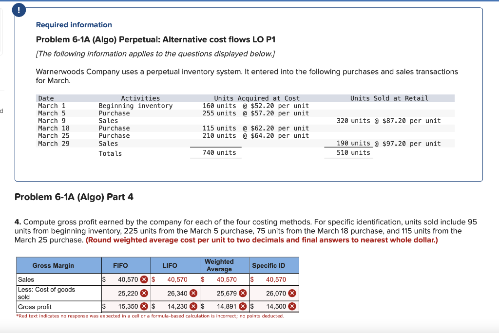 ! Required information Problem 6-1A (Algo) Perpetual: Alternative cost flows LO