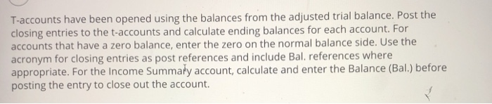  T-accounts have been opened using the balances from the adjusted trial