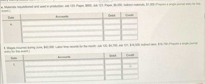 ledger Paper, $4,300; Indirect materials, $1,500 Work-in-Process Inventory subsidiary ledger: Job 120,