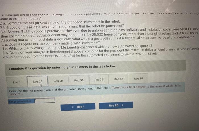 of a robot for use on the company's assembly line. Selected data