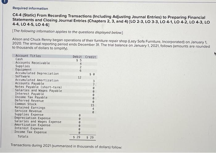  4 2 6 Required information C4-4 (Static) From Recording Transactions (Including