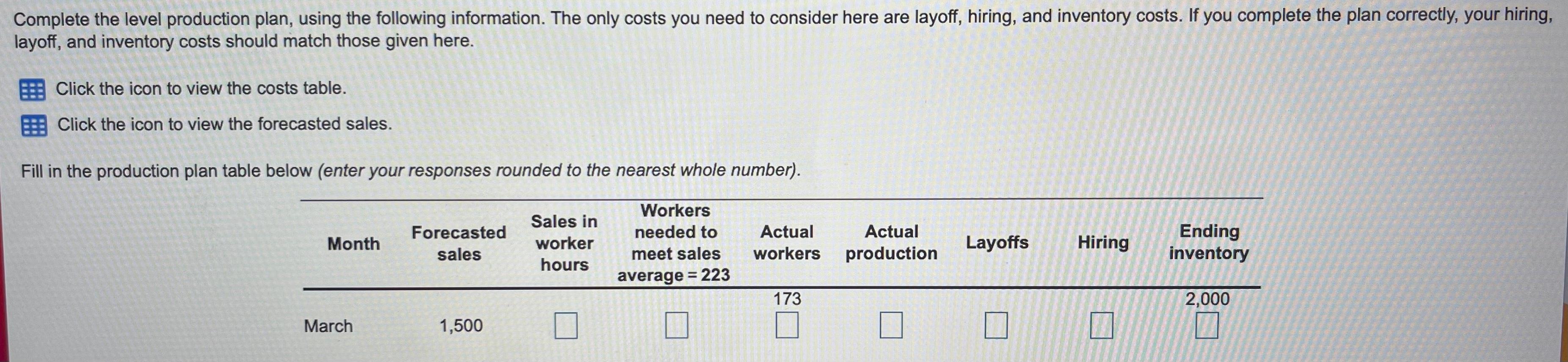 you need to consider here are layoff, hiring, and inventory costs. If