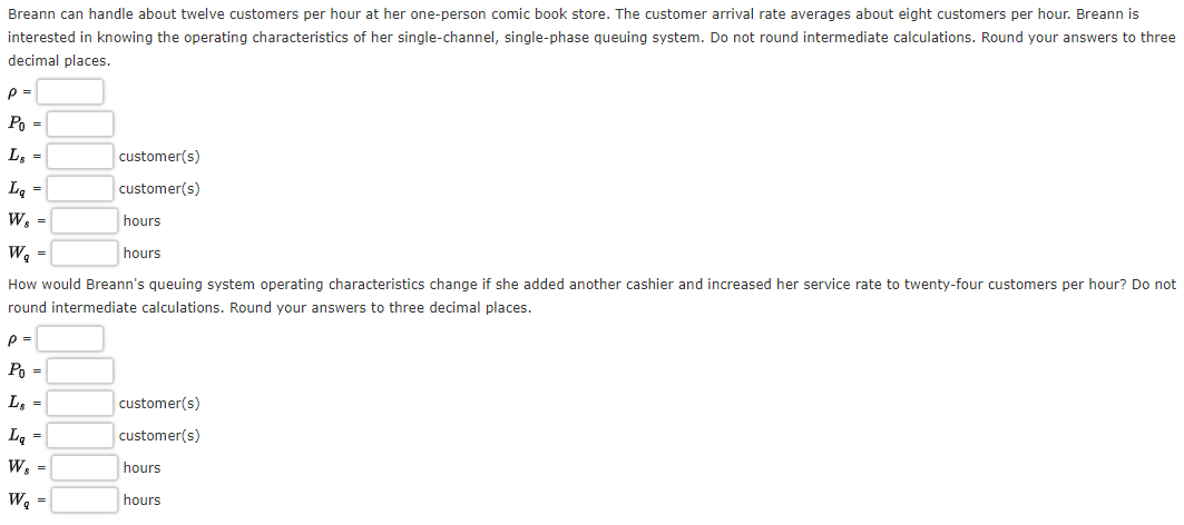 Breann can handle about twelve customers per hour at her one-person comic