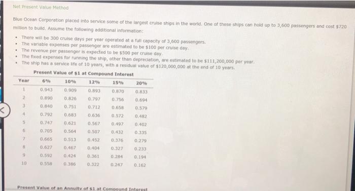  Net Present Value Method Blue Octan Corporation placed into service some