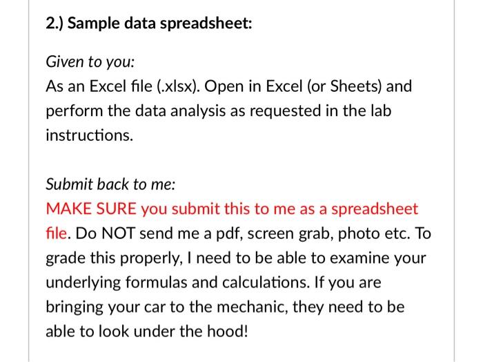  not meant to be send 2.) Sample data spreadsheet: Given to