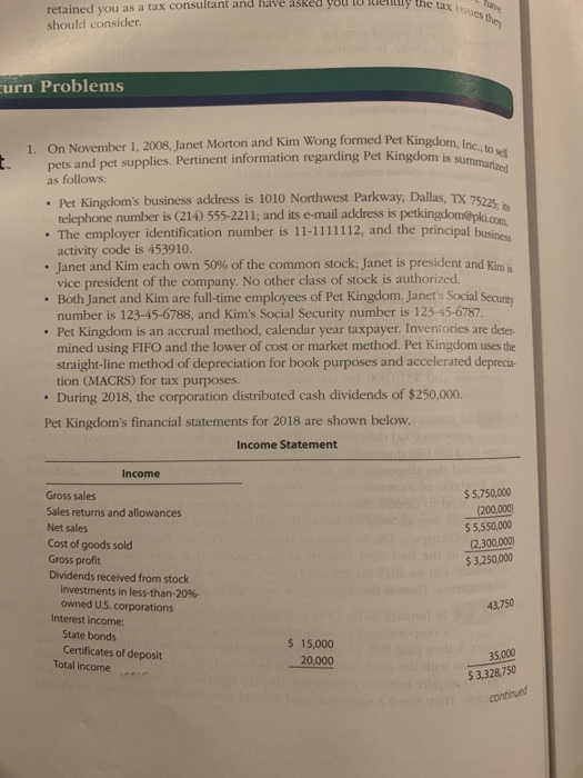  this is a tax return problem form 1120 with following schedules