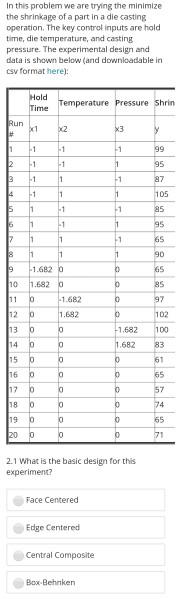  * Data in CSV format is same as given in the