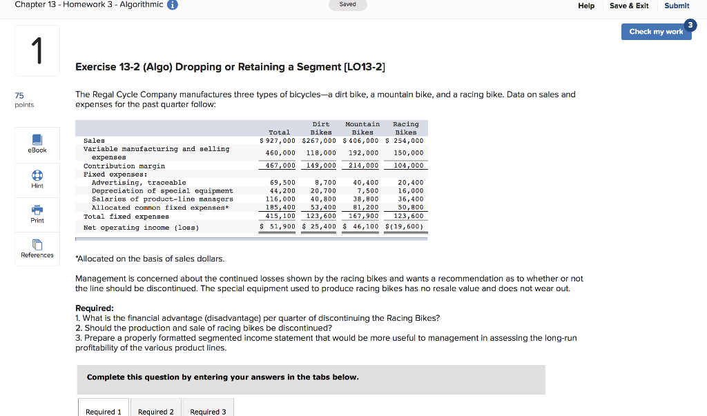  Chapter 13 - Homework 3 - Algorithmic 6 Saved Help Save
