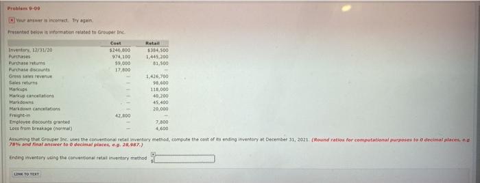  Problem 0-00 Glaswers incorrect Try again Presented below is information related