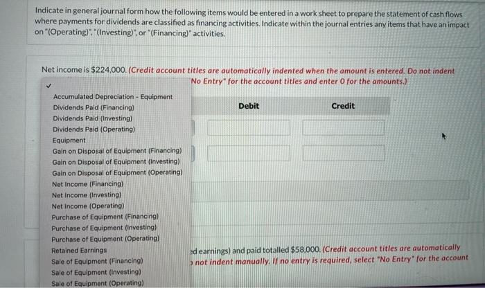  Indicate in general journal form how the following items would be