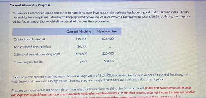 #4 Current Attempt in Progress Cullumber Enterprises uses a computer to handle