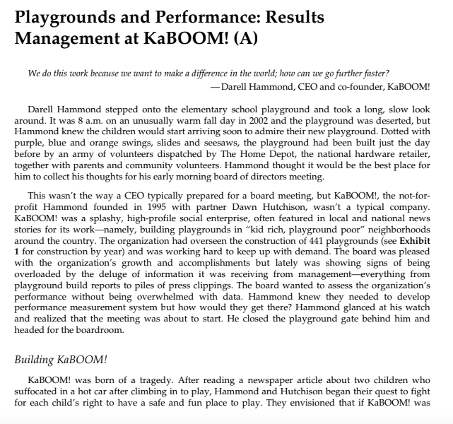 Playgrounds and Performance: Results Management at KaBOOM! (A) We do this